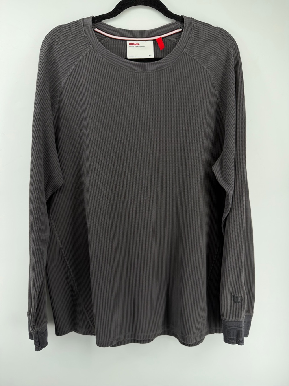 Wilson Men's XL Grey Waffle Knit Thermal Long Sleeve Shirt Raglan Crewnec